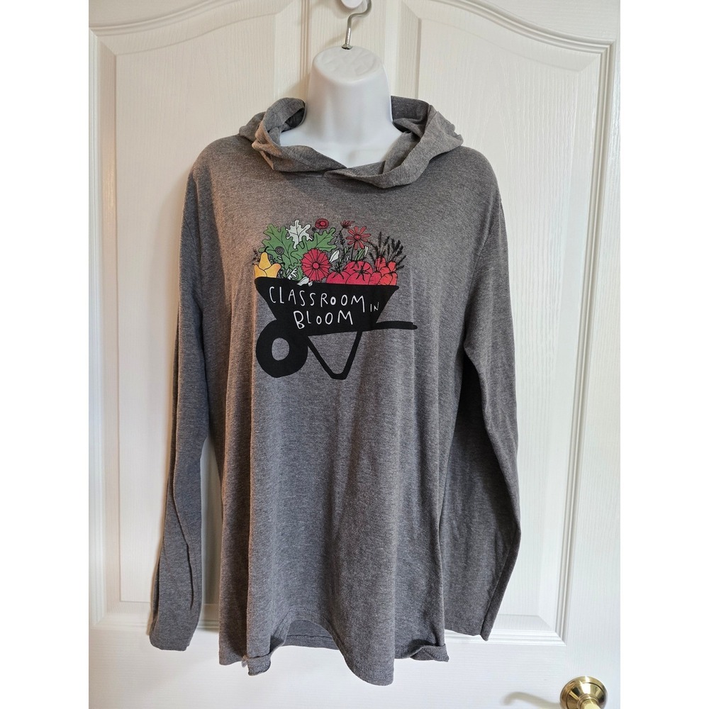 District Perfect Tri Classroom In Bloom Graphic Hoodie‎ Gray Long Sleeve S /0386